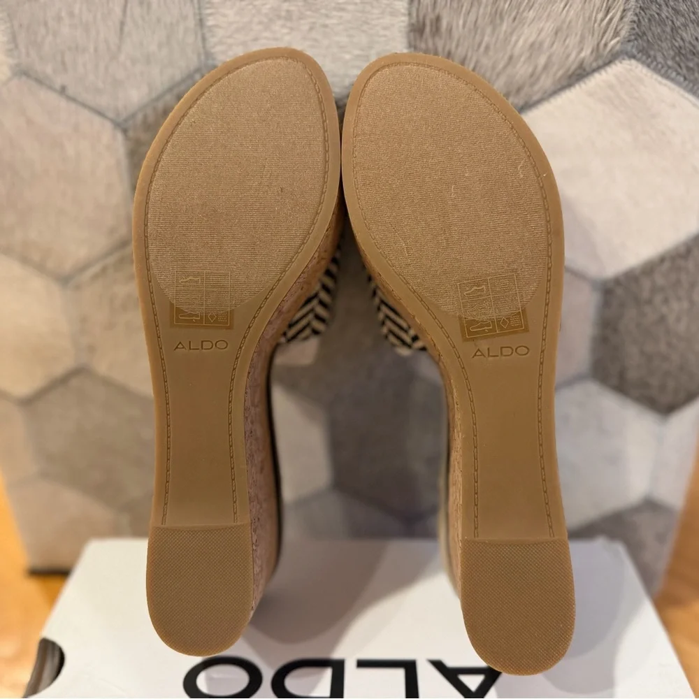 ALDO Black and Cream Chevron Wedges